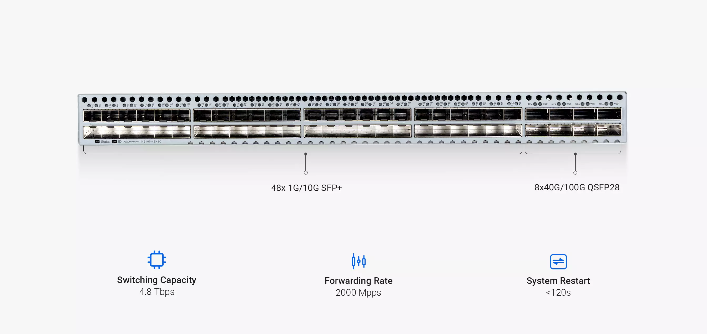 48 ports for high-density requirements