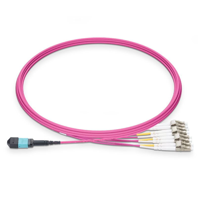 OM4 1m (3ft) MPO Female to 4 LC UPC 8 Fibers Type B Elite Breakout Cable