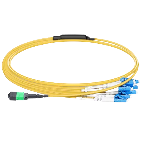 OS2 25m (82ft) MPO-16 APC Female to 8 LC UPC 16 Fibers Standard IL Breakout Cable