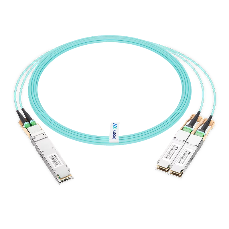 NVIDIA/Mellanox MFA7U10-H005 Compatible AOC 5m (16ft) 400Gb/s OSFP to 2x200Gb/s QSFP56 InfiniBand HDR Active Optical Splitter Cable (Finned Top, 850nm, MMF, LSZH)