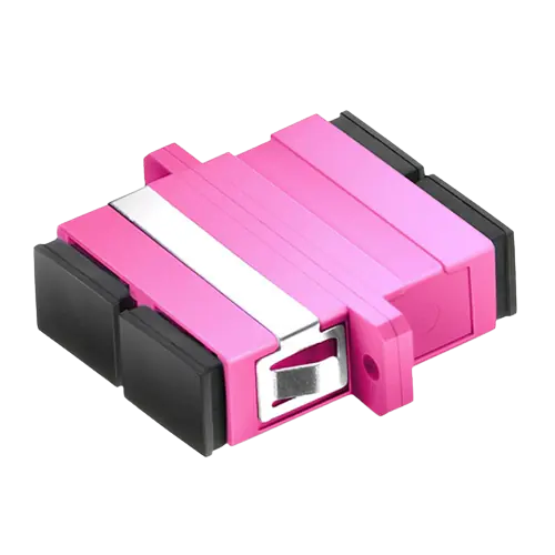 OM4 SC/UPC to SC/UPC Duplex Fiber Optic Adapter/Coupler with Flange, Violet