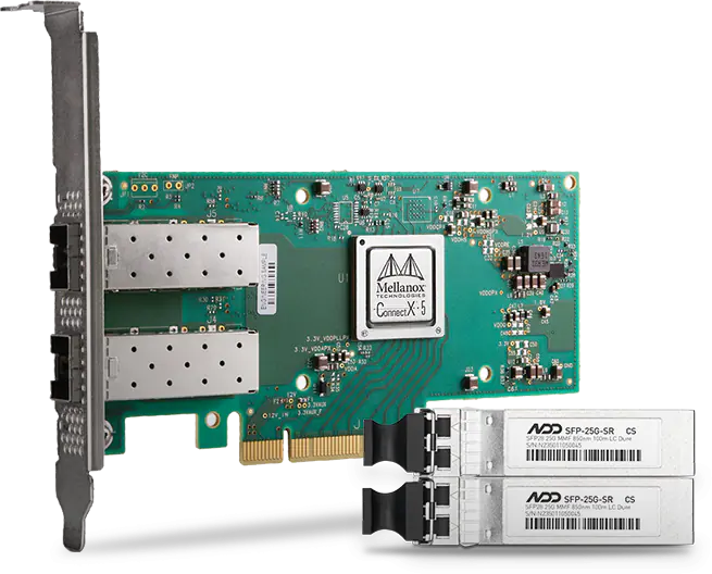 NVIDIA Mellanox MCX512A-ACUT 25GbE SmartNIC with 2 * SFP-25G-SR Transceivers kits