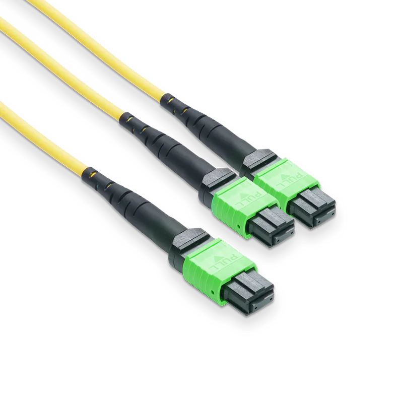 15m (49ft) MFP7E40-N015 MPO-12 APC Female to 2 MPO-4 APC Female Single Mode Elite Breakout Cable